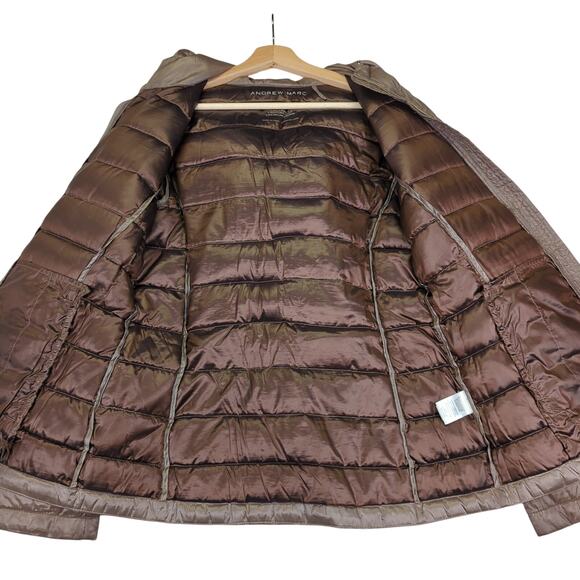 Andrew Marc Packable Lightweight Premium‎ Down Puffer Jacket Gold Metallic Small - Picture 7 of 9